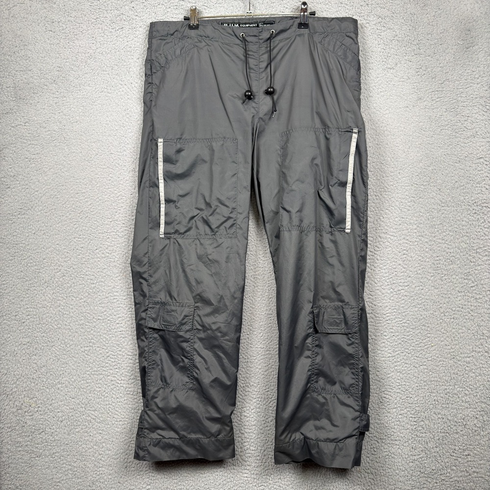 VTG BUM Equipment Pants Mens M Gray Lined Cargo Utility Baggy Skater Gorp Y2K